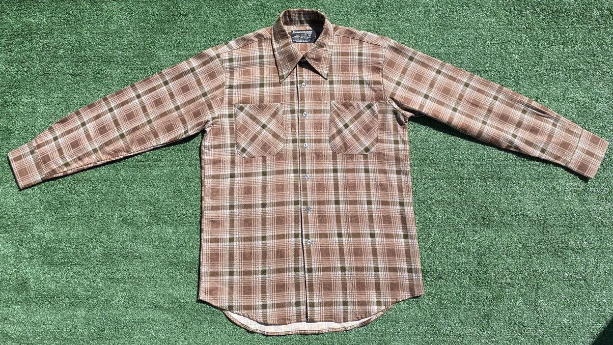 Vintage Vintage 60’s Sanforized Brown Flannel Lightweight Shirt Size US M / EU 48-50 / 2 - 2 Thumbnail