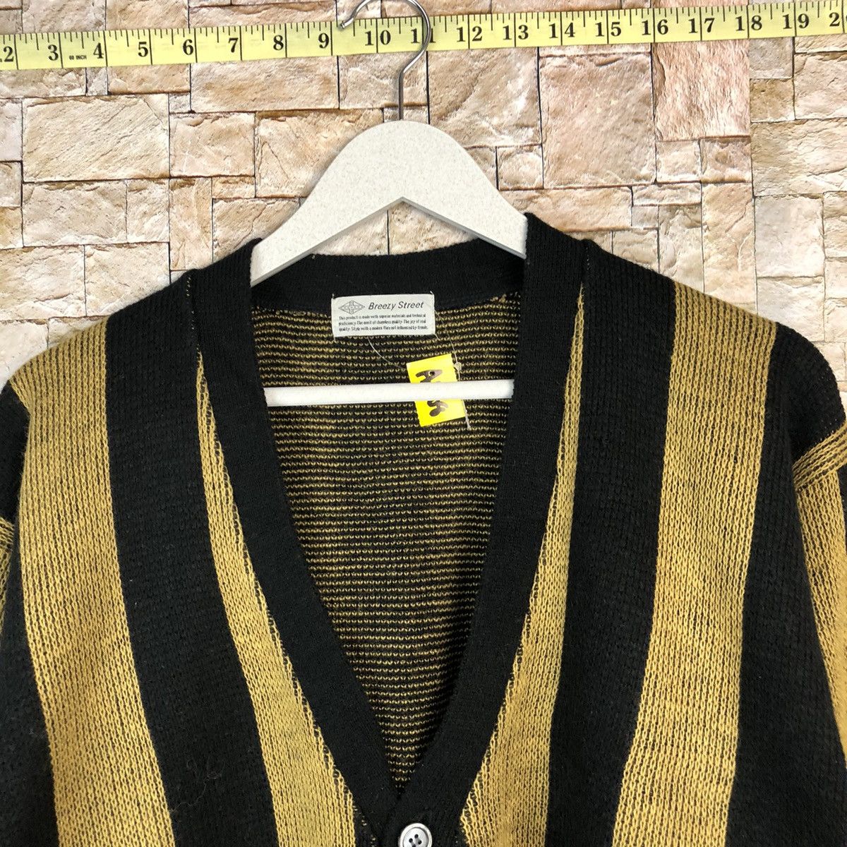 Japanese Brand Brezzey Street Brown Stripe Cardigan Knitwear #A1108 Size US L / EU 52-54 / 3 - 4 Thumbnail