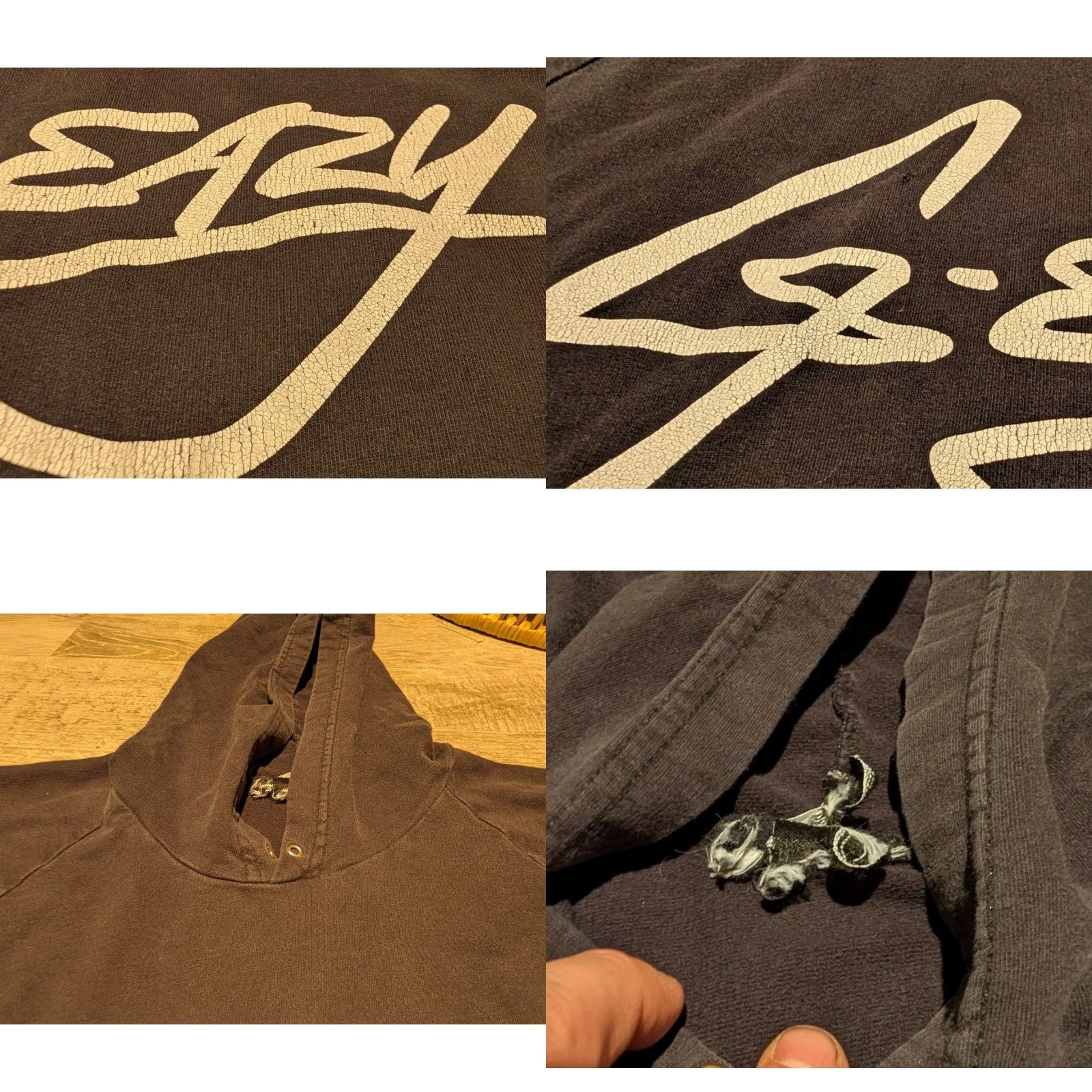 J Brand VINTAGE G-EAZY Brand HOODIE Sweatshirt Men XL Black Graphic Print Distressed Pockets Hooded Pullover Size US XL / EU 56 / 4 - 8 Thumbnail