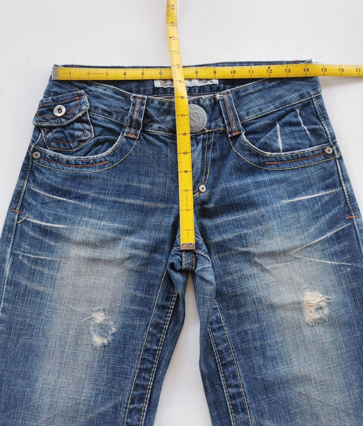 Japanese Brand Wide Flare Red Pepper Chessy Denim Jeans Size US 28 / EU 44 - 11 Thumbnail