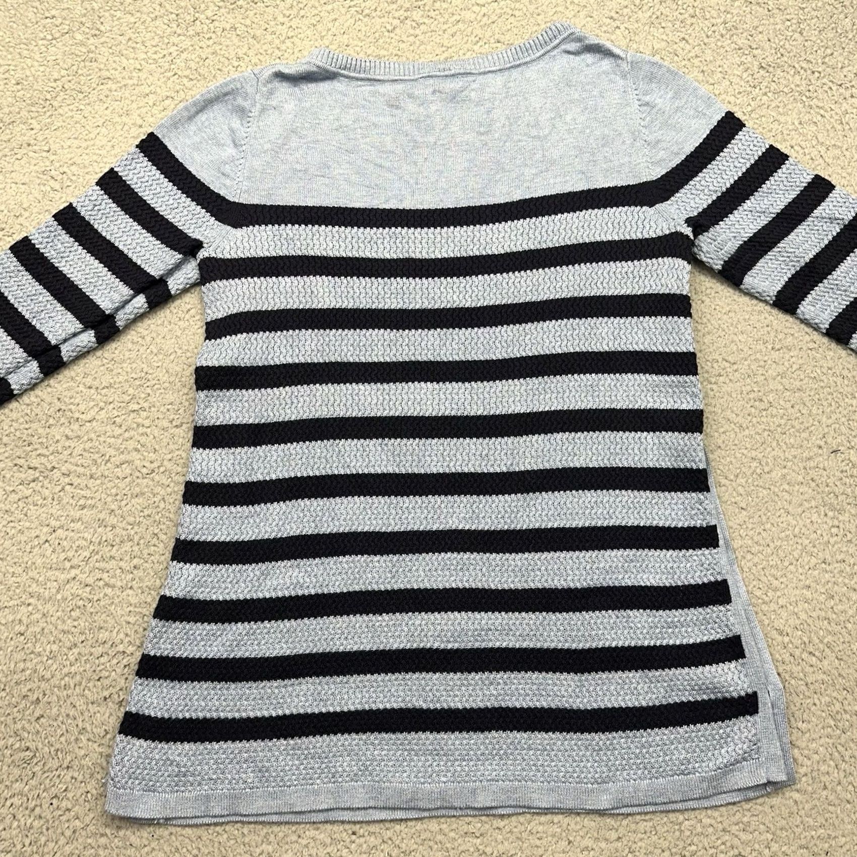 Talbots Talbots Womens Medium L/S Side Button Striped Sweater Navy & Light Blue Size M / US 6-8 / IT 42-44 - 3 Thumbnail
