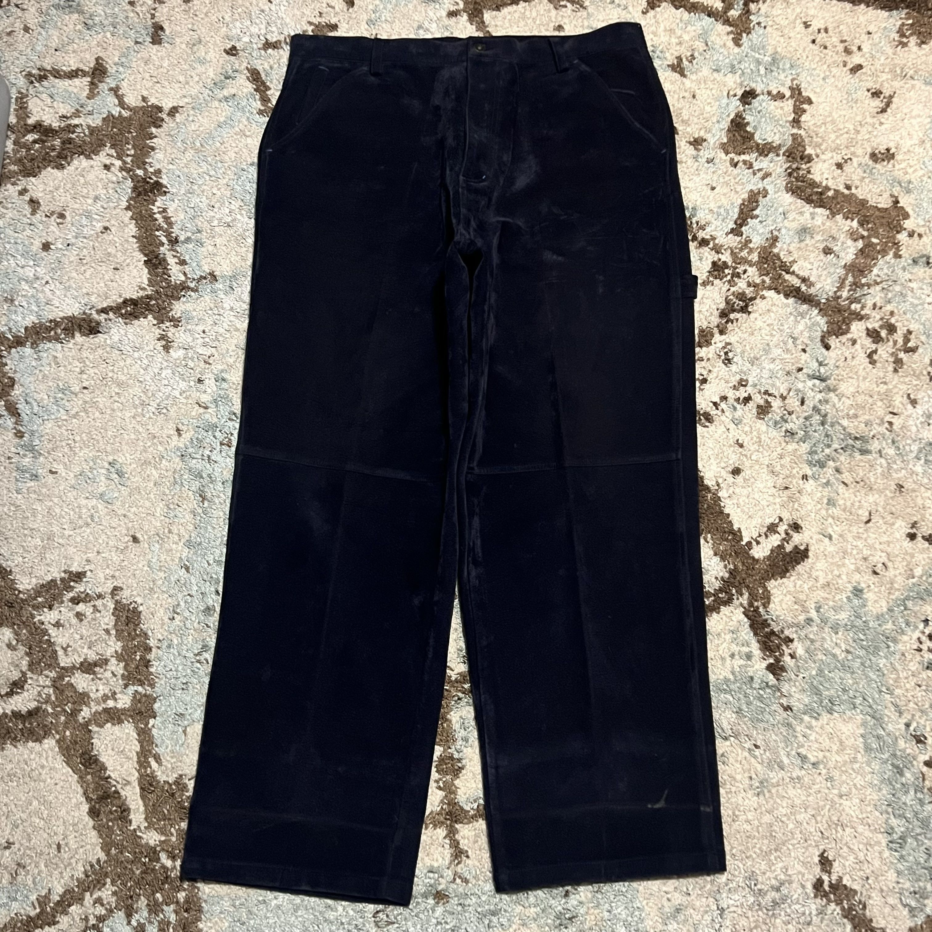 Koman Koman Faux Suede Pants Size 40x31 Navy Baggy 90s Y2K Size US 40 / EU 56 - 1 Thumbnail