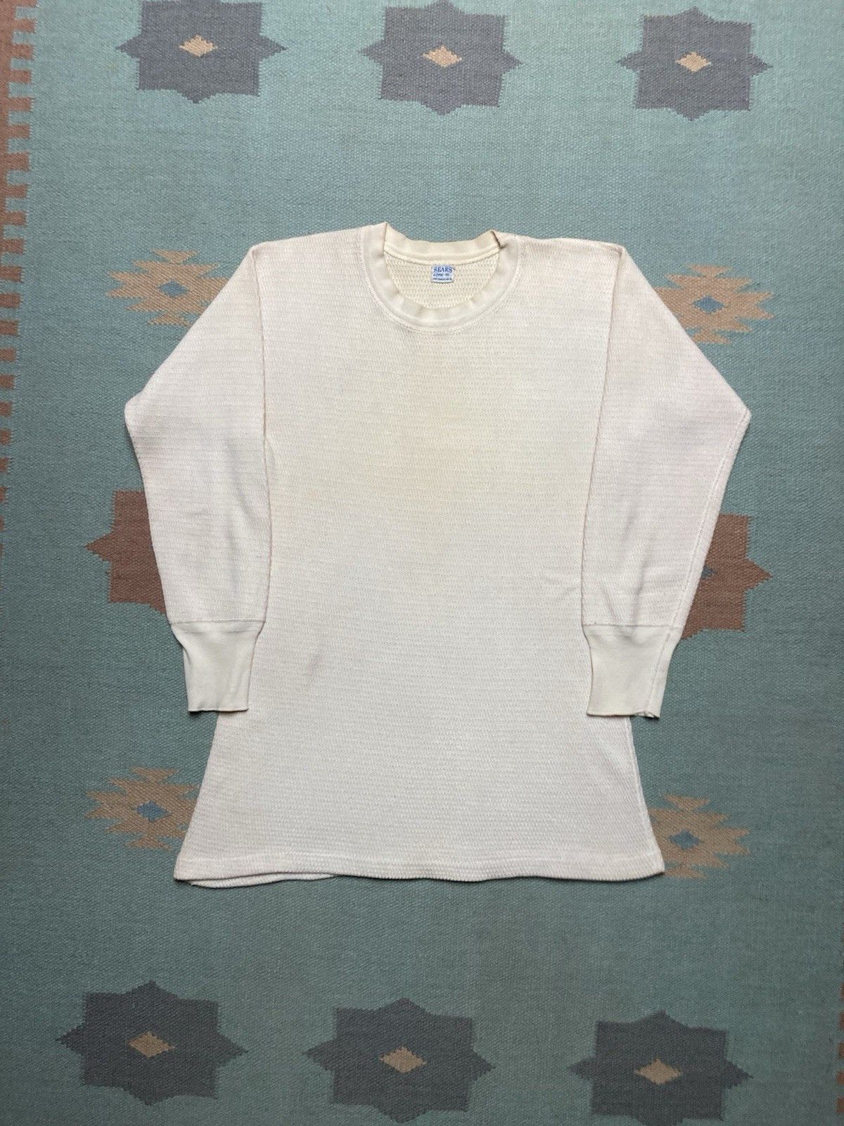 Vintage 1950s waffle knit thermal shirt sears cotton blank base XL Size US XL / EU 56 / 4 - 1 Thumbnail