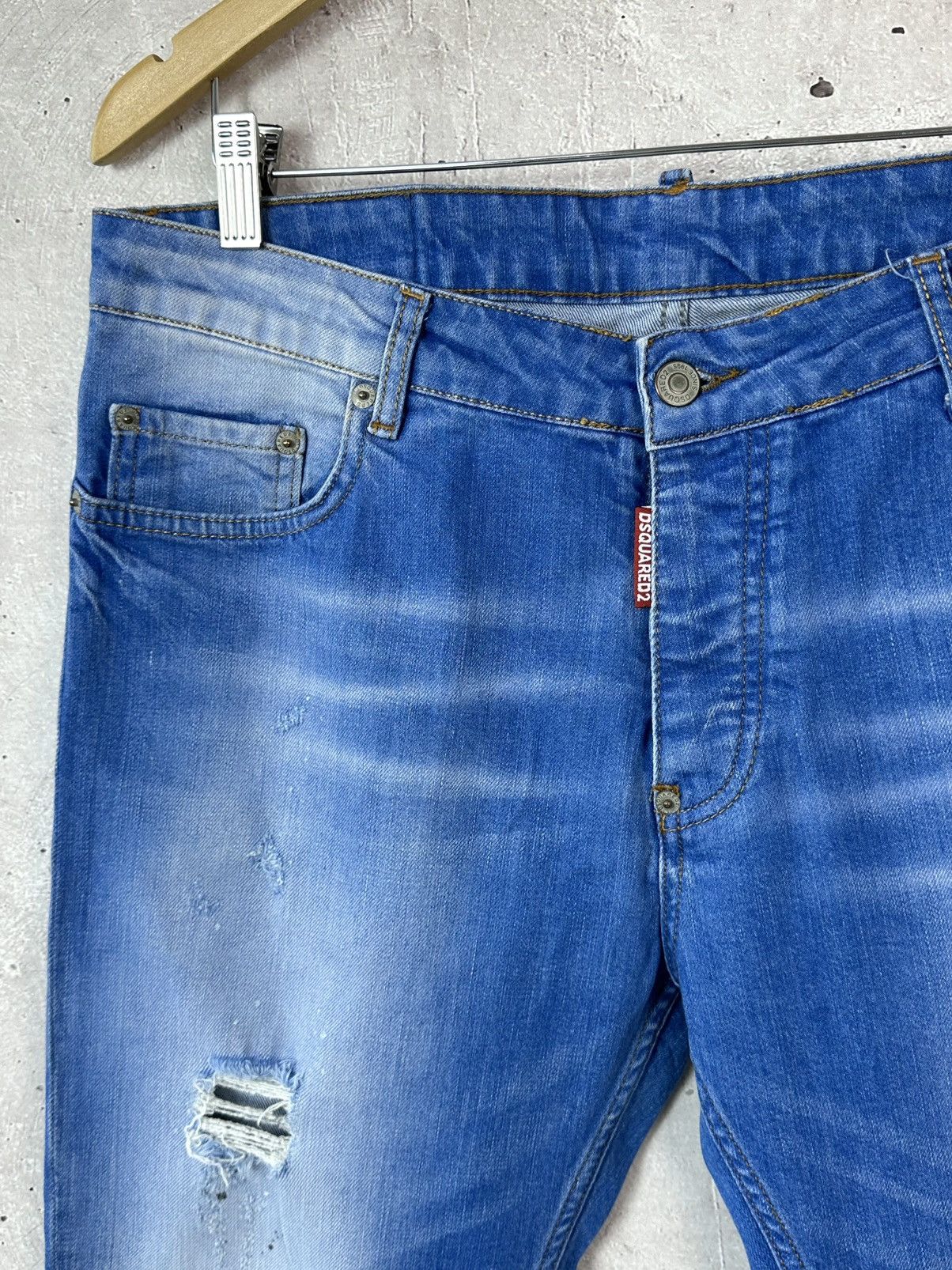 Dsquared2 Dsquared2 Blue Cotton Distressed Logo Men’s Jeans Size US 36 / EU 52 - 4 Thumbnail