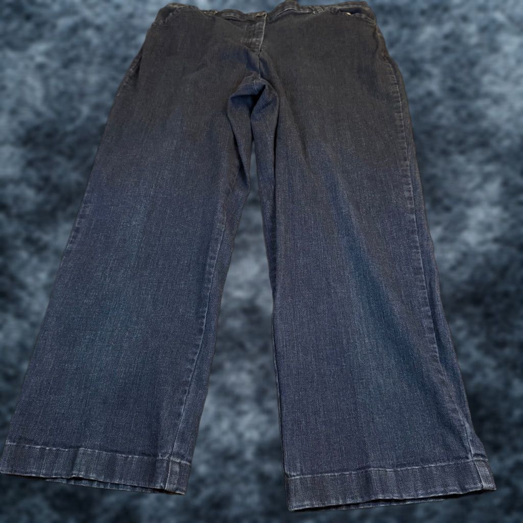 Vintage LL Bean Classic Fit Wide Leg Jeans Dark Wash Blue Stretch Denim Womens Size 20 R Size 42" / US 20 - 1 Thumbnail