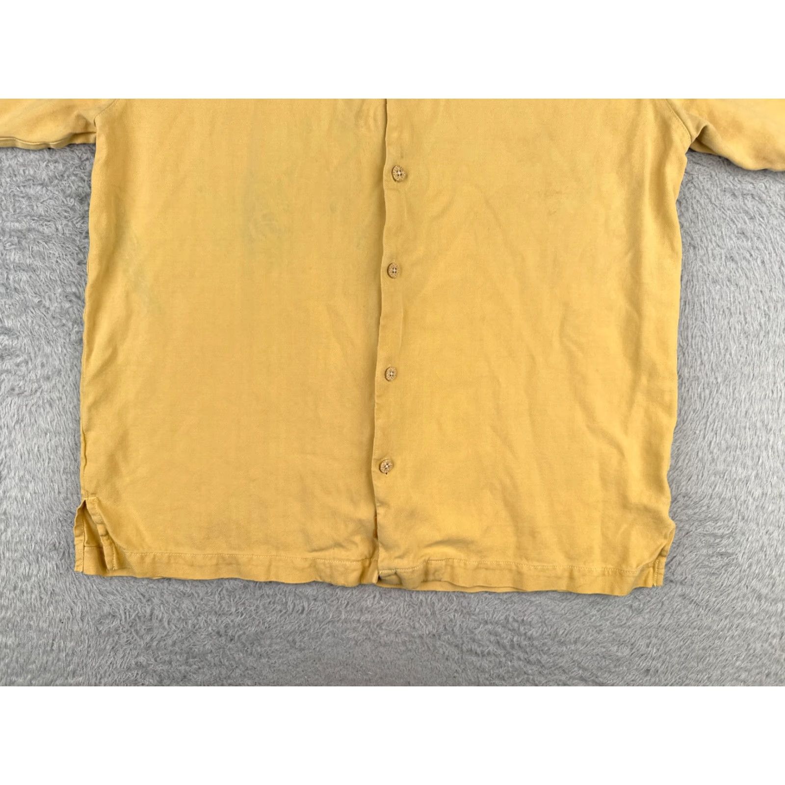 Tommy Bahama Tommy Bahama Shirt Men Large Yellow Button Silk Rayon Short Sleeve READ Size US L / EU 52-54 / 3 - 6 Thumbnail