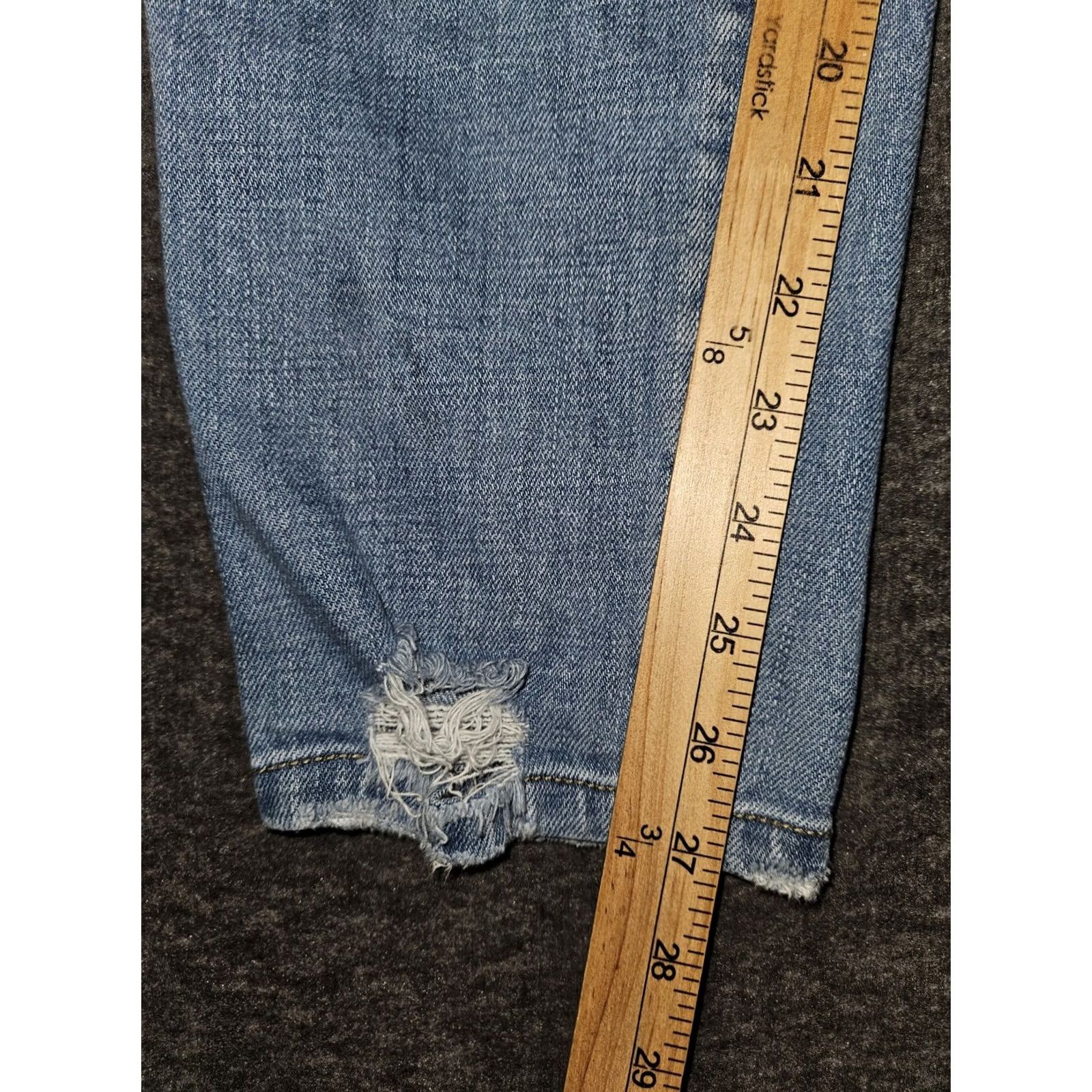 Vintage KanCan Jeans Skinny Ankle Women's 9/28 Blue Denim Distressed Button Fly Stretch Shirts? Size 30" / US 8 / IT 44 - 6 Thumbnail