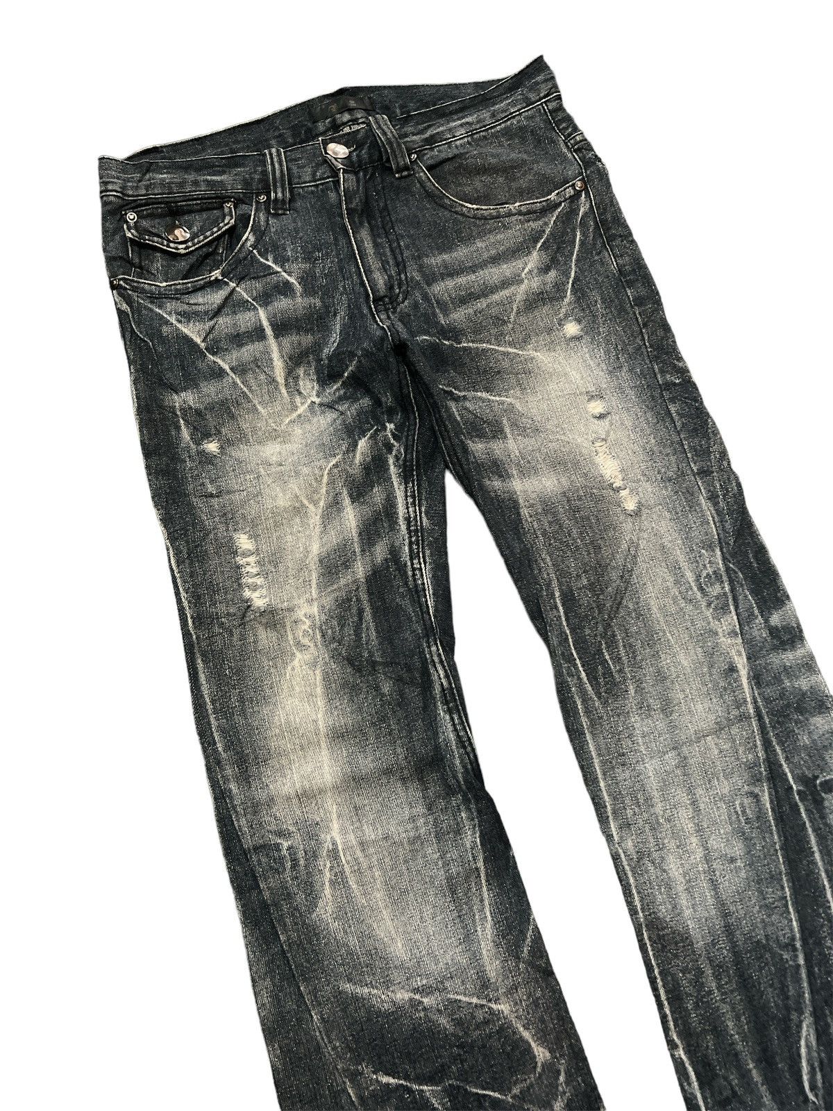 Vintage FLARED💥BLACK BACCARA TWISTED RIPPED DISTRESSED DENIM PANT Size US 30 / EU 46 - 5 Thumbnail