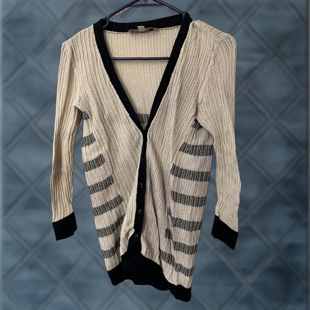 Loft Ann Taylor LOFT Cardigan Womens XS Beige Open Front 3/4 Sleeve Sequin Linen Blend Size XS / US 0-2 / IT 36-38 - 1 Thumbnail