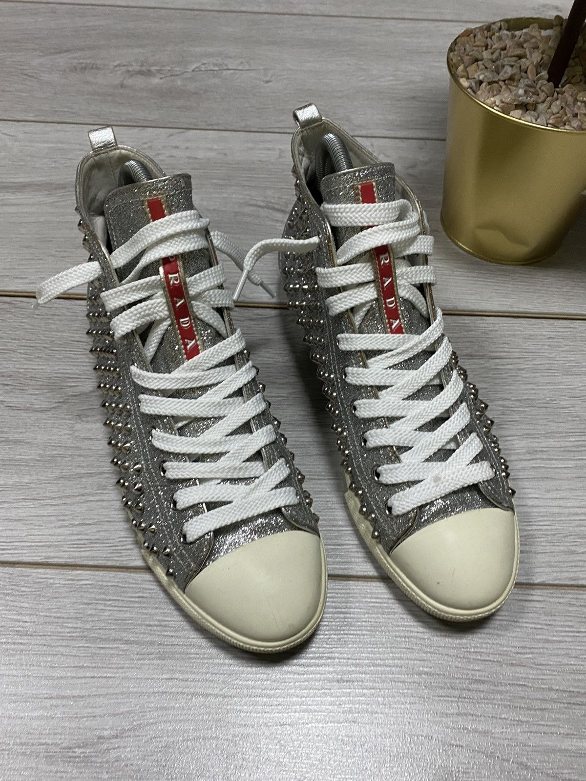 Coca Cola Prada red tab glitter shiny sneakers Size US 9.5 / IT 39.5 - 3 Thumbnail
