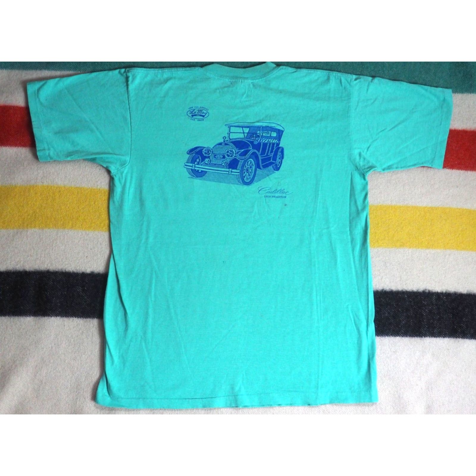 Vintage VTG 80s Oneita Cadillac Praeton USA Faded Teal Car Show Pocket Tee T-Shirt Men L Size US L / EU 52-54 / 3 - 2 Thumbnail