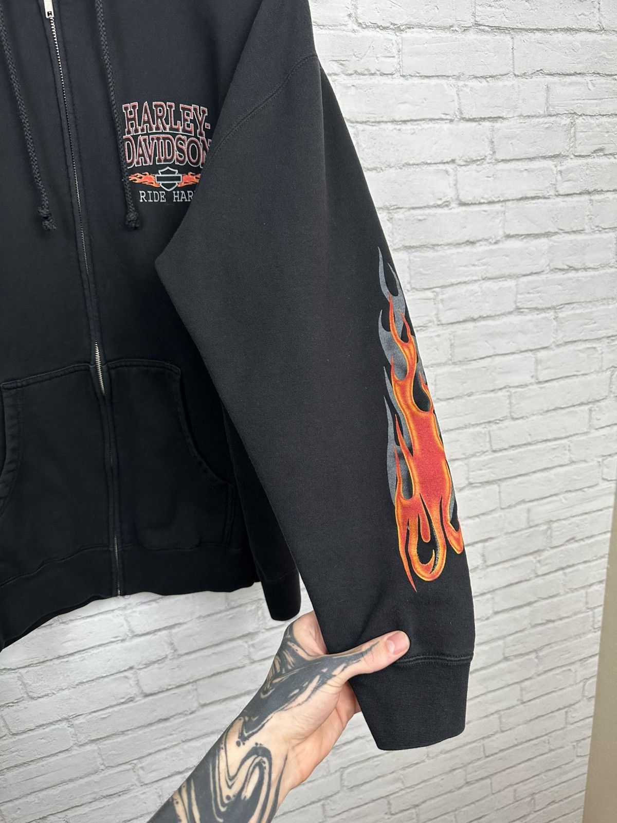 Harley Davidson (XL) SICK FLAMES Harley Davidson Zip Up Hoodie Size US XL / EU 56 / 4 - 10 Thumbnail