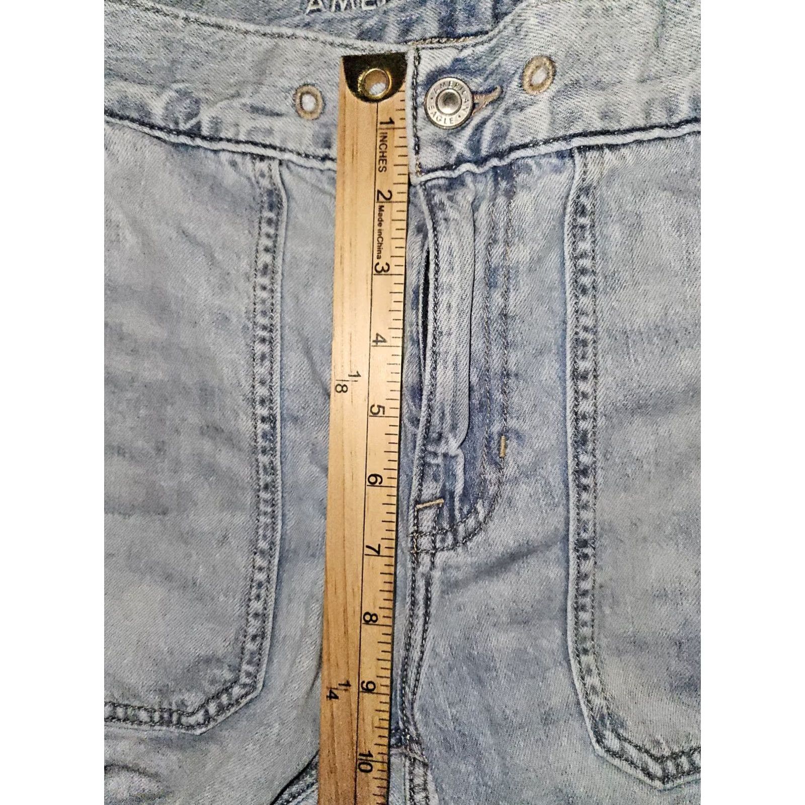American Eagle Outfitters VINTAGE American Eagle Cargo Ankle Jeans Women's 2 Regular Mid Rise 80s 90s Baggy Blue Denim with Logo Pockets Mens? Size 26" / US 2 / IT 38 - 5 Thumbnail