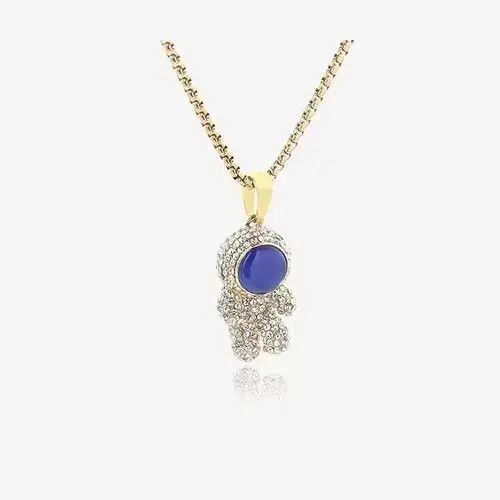 Jewelry × Vintage Cute Astronaut Pendant Men's Titanium Steel Necklace Size ONE SIZE - 1 Thumbnail