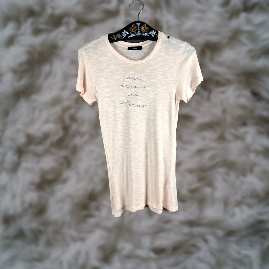 Diesel Diesel T-Shirt XS Light Pink Lyocell Linen Woman Shirt Short Sleeve Crew Neck Regular Basic Casual Womens 1990s? Size XS / US 0-2 / IT 36-38 - 1 Thumbnail