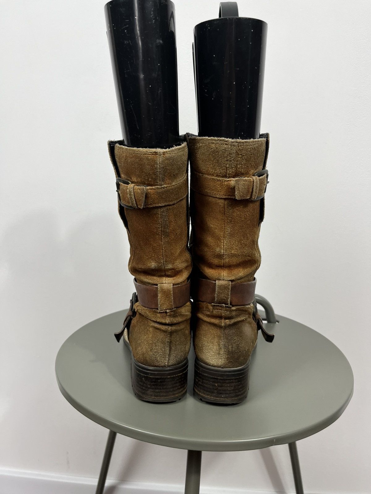 Clarks Distressed Clarks Suede Engineer Biker Boots 37 Buckle Strap Size US 7.5 / IT 37.5 - 4 Thumbnail