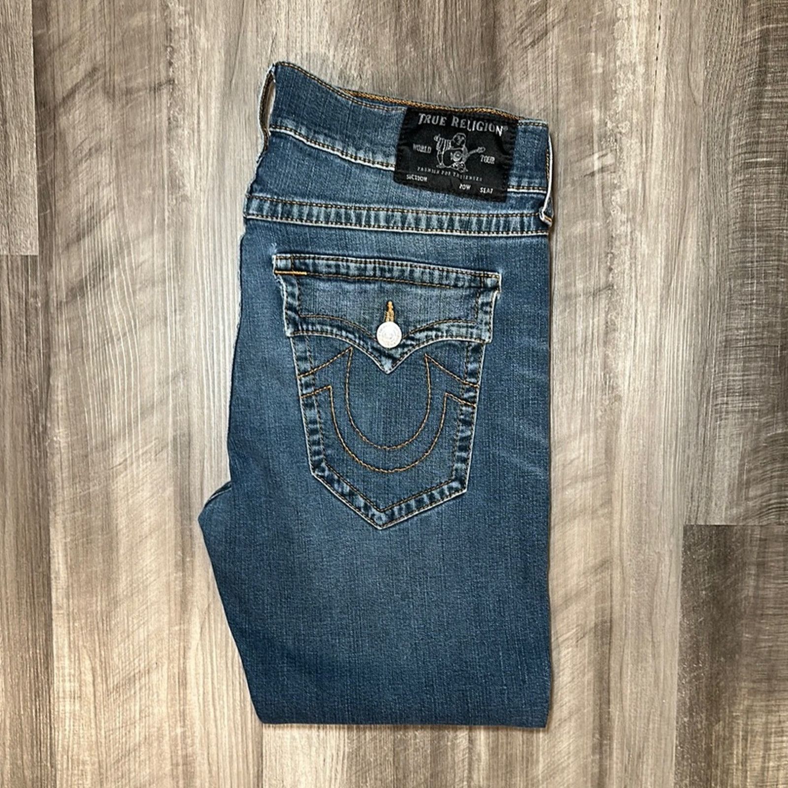 True Religion True Religion Ricky Flap Relaxed Straight Jeans - 36x27 Size US 36 / EU 52 - 1 Thumbnail