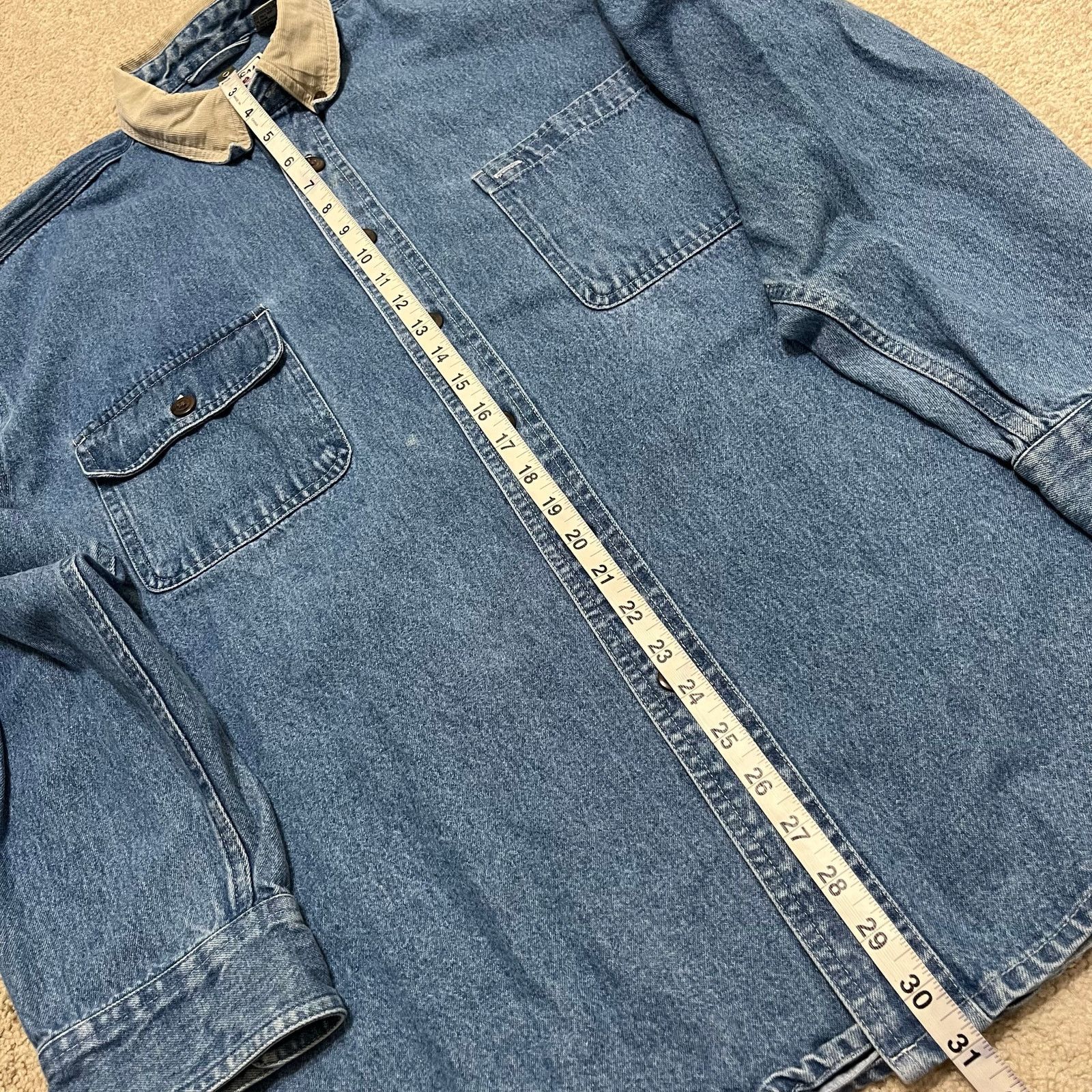 Other Vintage American Blue Corduroy Collar Denim Jean Button Up Size US XL / EU 56 / 4 - 4 Thumbnail