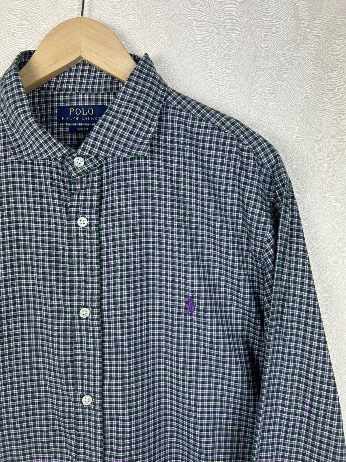 Polo Ralph Lauren Polo Ralph Lauren Green Check Slim Fit Shirt Sz XL Size US XL / EU 56 / 4 - 4 Thumbnail