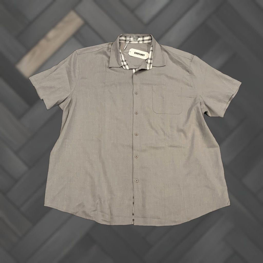 Vintage Coofandy Shirt Mens 2XL XXL Gray Short Sleeve Button Up Casual Relaxed Size US XXL / EU 58 / 5 - 1 Thumbnail