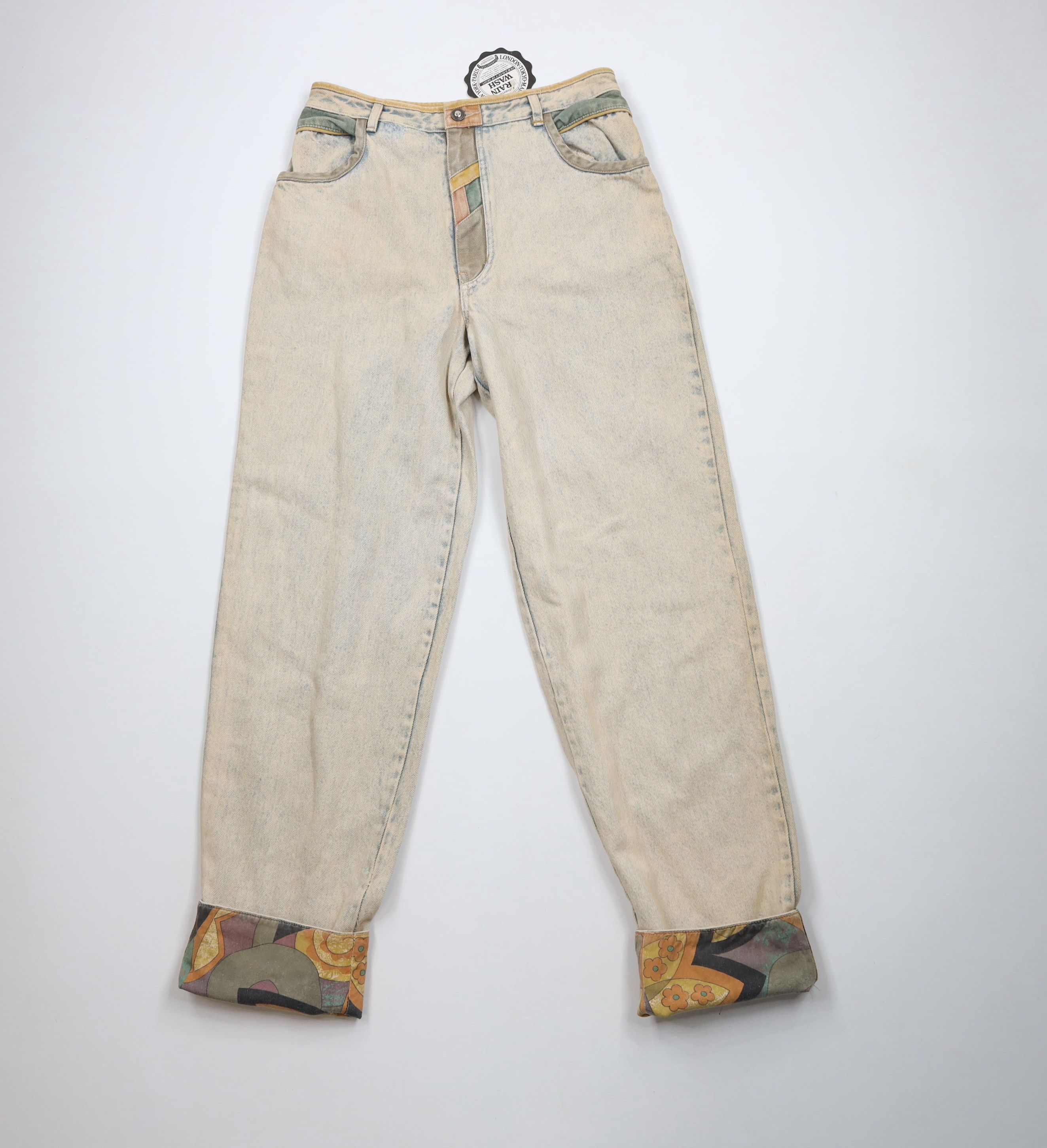 Deadstock Vintage 90s Streetwear Wash Flip Cuff Denim Jeans