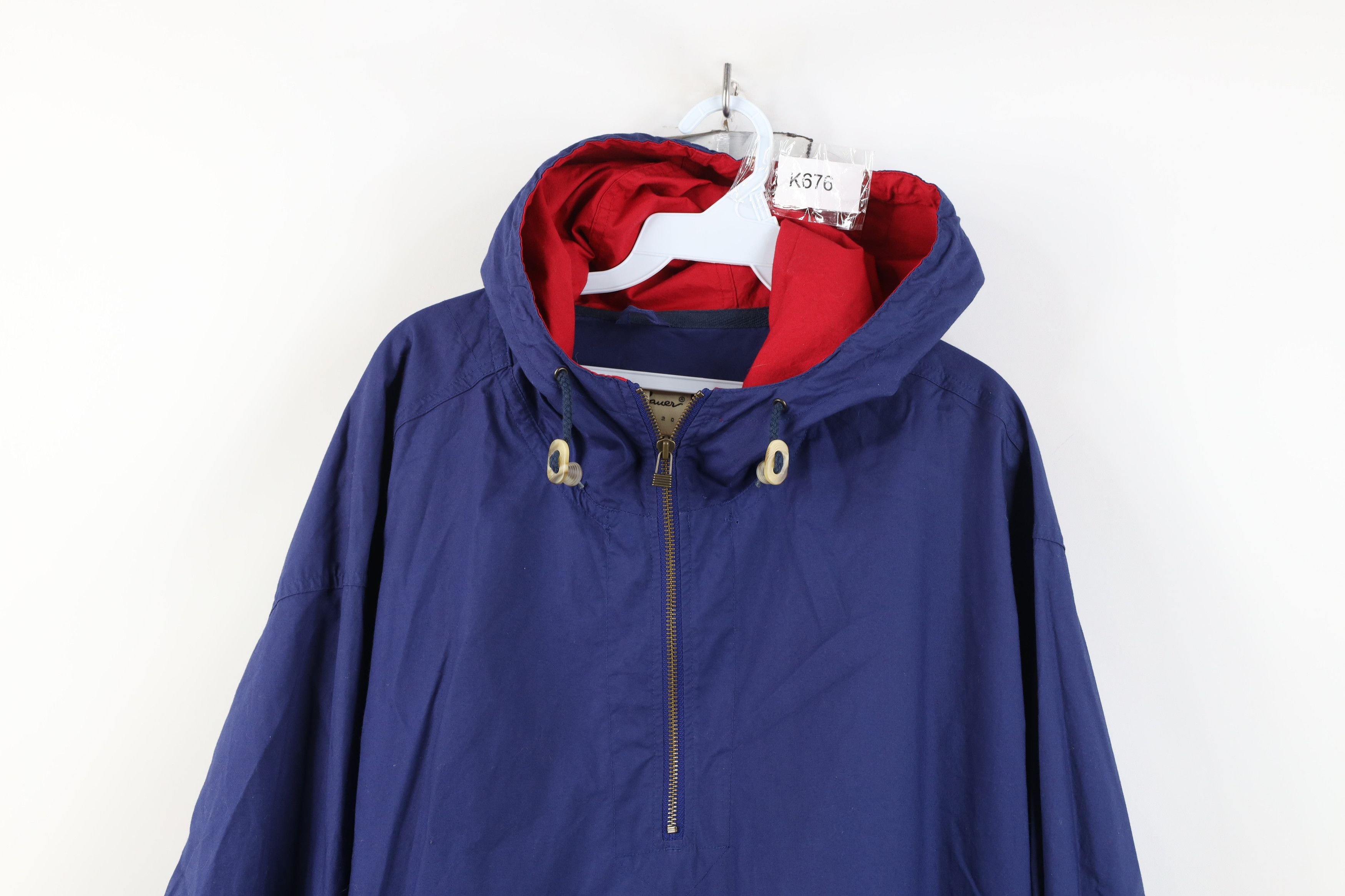 Eddie Bauer Vintage 90s Eddie Bauer Cotton Half Zip Hooded Jacket Blue Size US XL / EU 56 / 4 - 2 Thumbnail