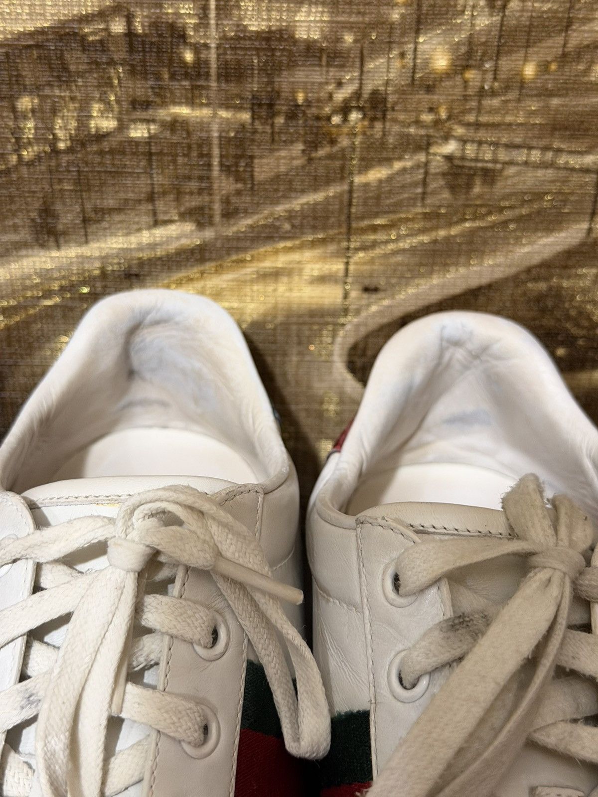 Gucci Gucci ACE Sneaker Embroidered Bees White Leather Gold Women Size US 8.5 / IT 38.5 - 7 Thumbnail