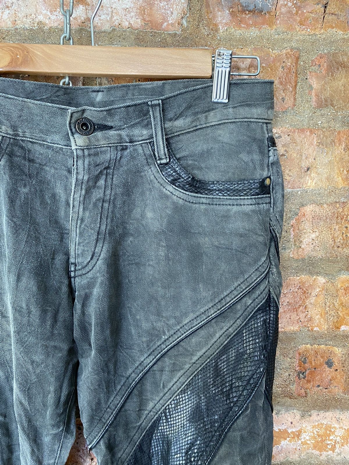 5351 POUR LES HOMMES Vtg 5351 Pour Les Hommes Snake leather flare wash pants Size US 31 - 7 Thumbnail