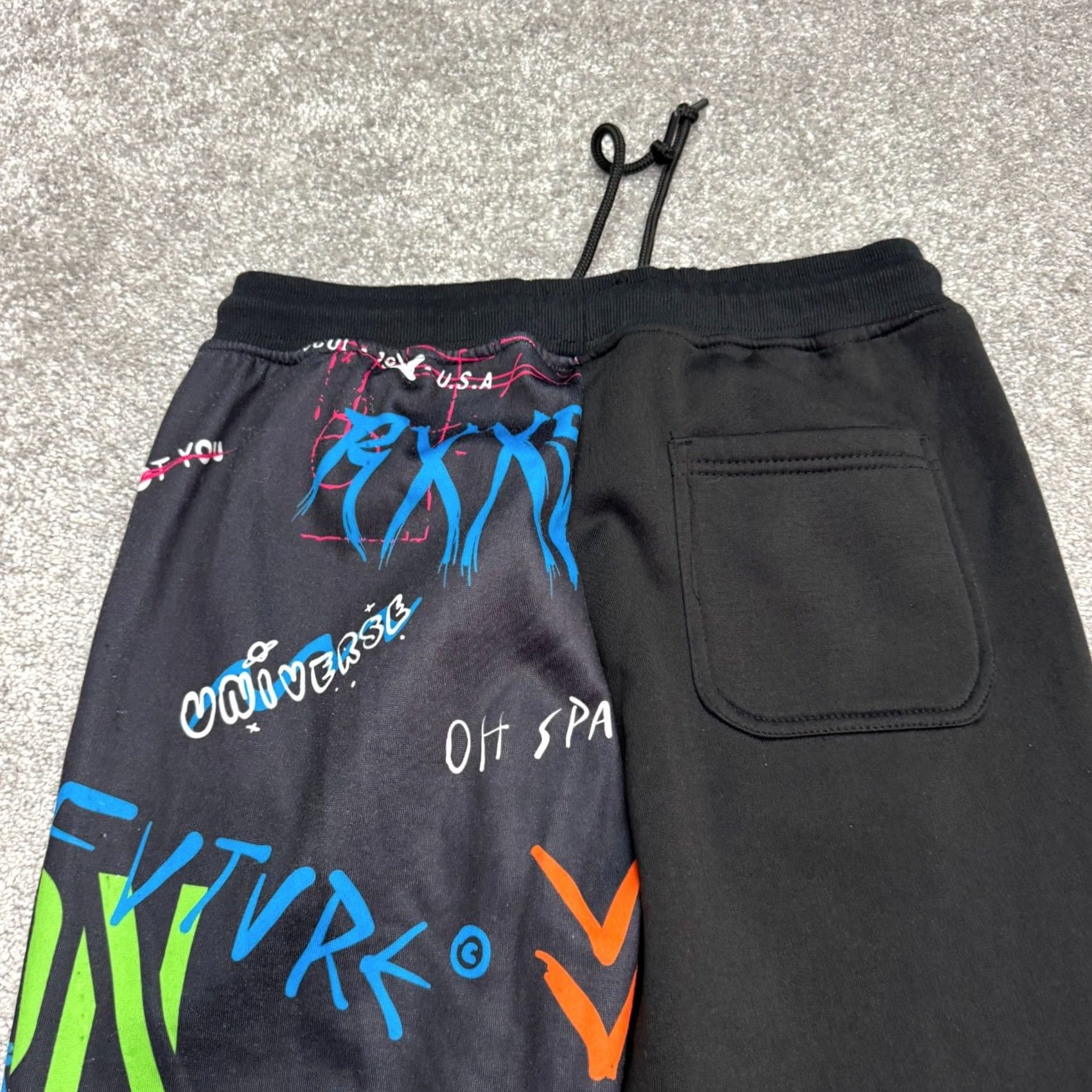 Reason Reason Graffiti Space Print Graphic Jogger Sweatpants Men S Black Streetwear Size US 29 - 4 Thumbnail