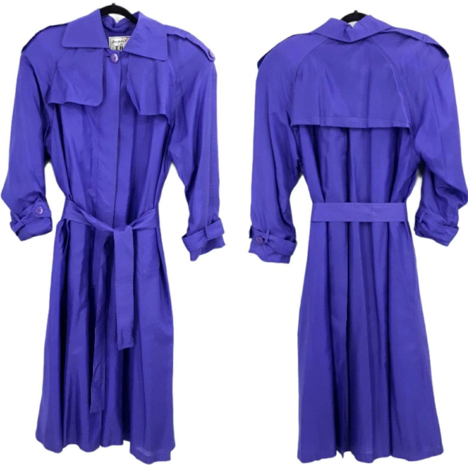 Vintage Vtg 80's Jean Galle Trench Silk Purple Sz L Belted Sailor Size L / US 10 / IT 46 - 3 Thumbnail