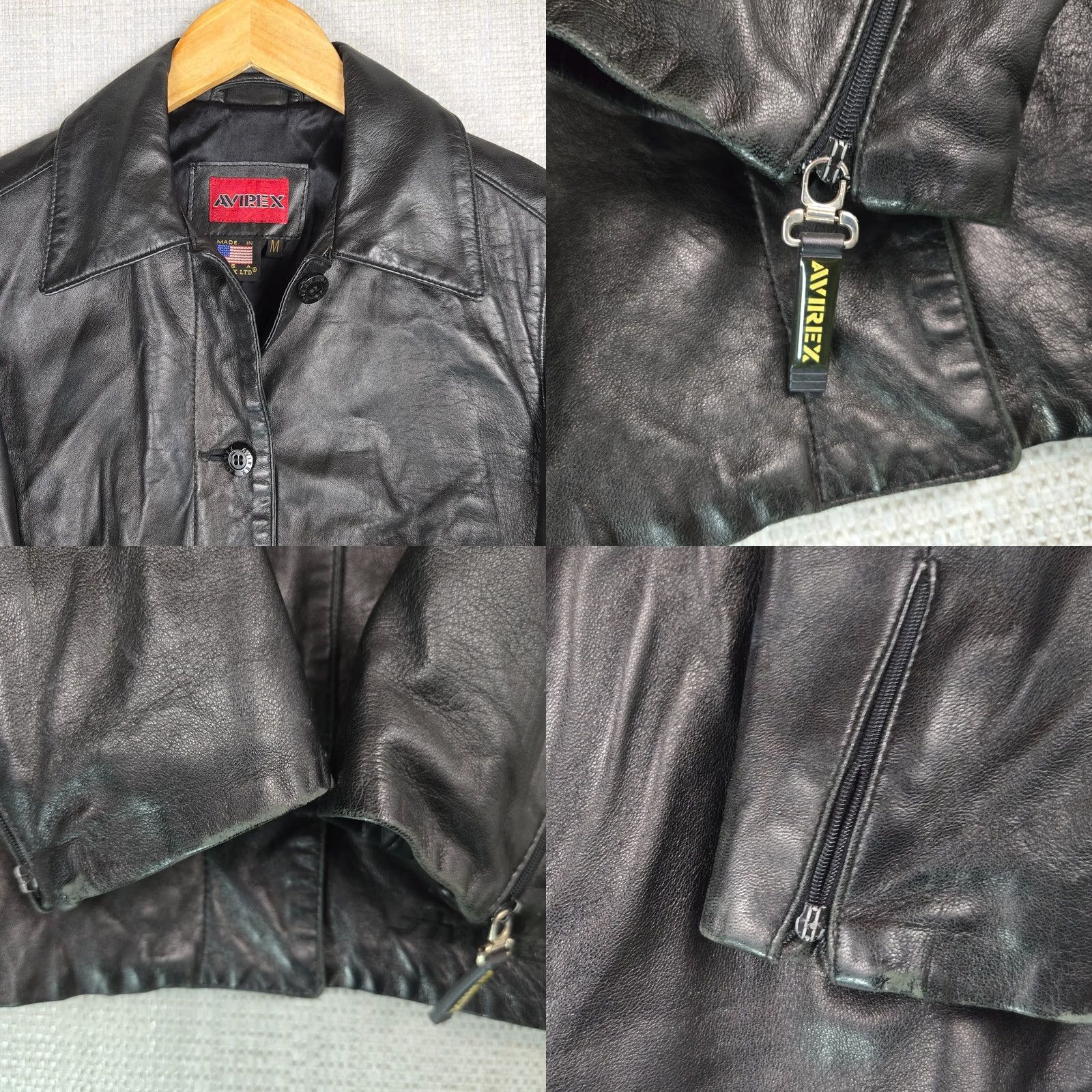 Avirex AVirex Women's Leather Jacket Button Front Made in USA Black Buttery Soft Leather Jacket Size M / US 6-8 / IT 42-44 - 10 Thumbnail