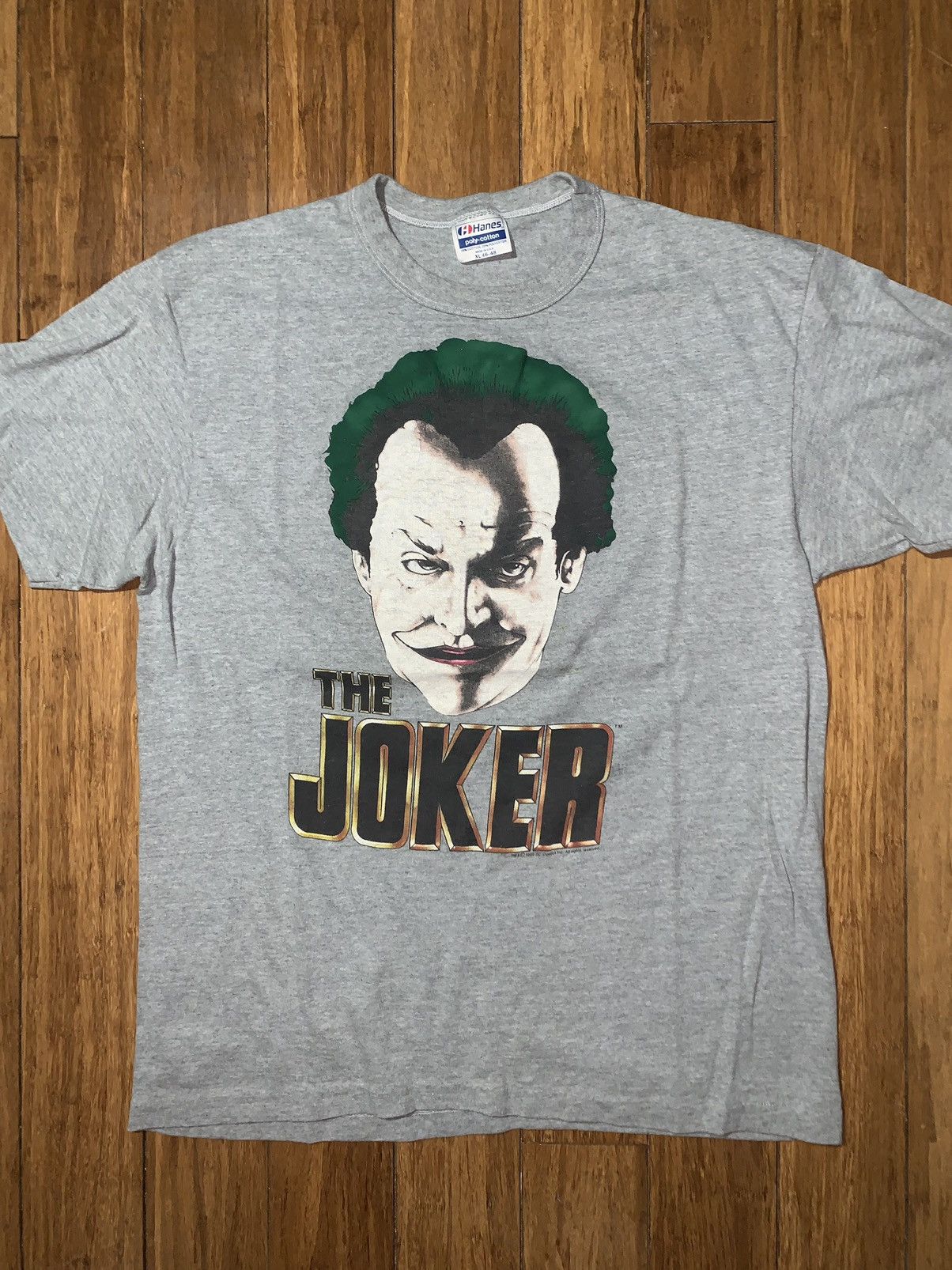 image of Vintage 1989 Batman Joker Tee in Grey, Men's (Size XL)