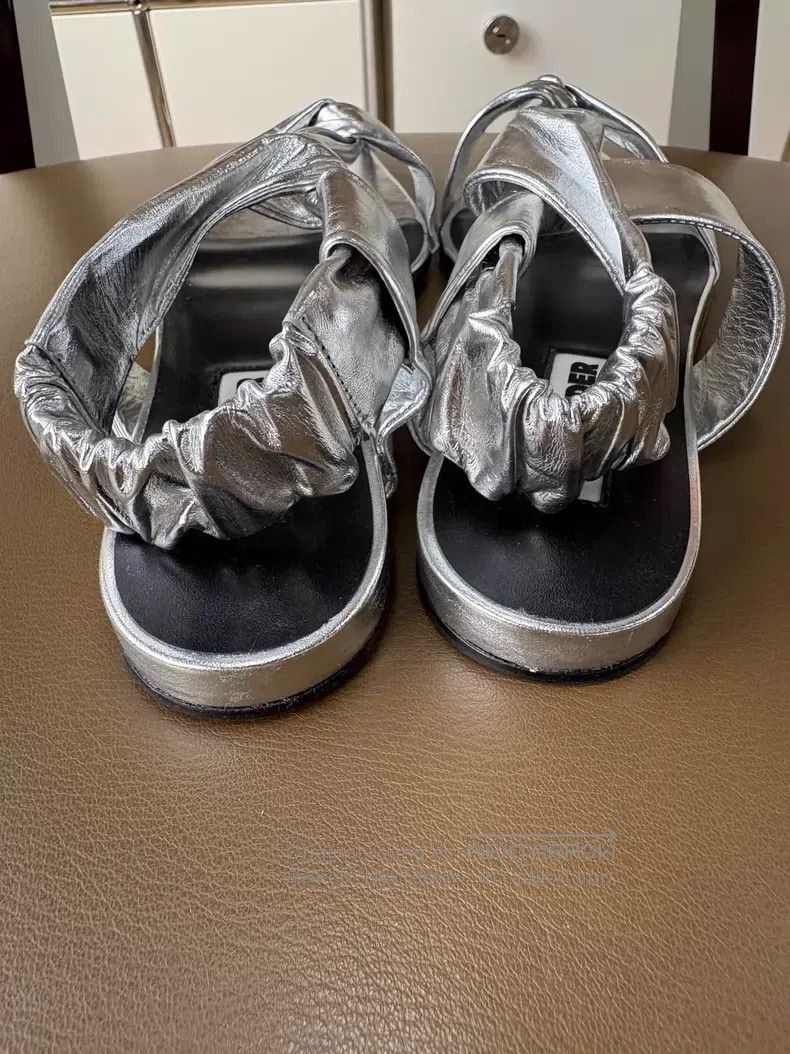 Jil Sander Jil Sander Design Metal Silver Cutout Strap Flat Sandals Size US 4.5 / IT 34.5 - 5 Thumbnail