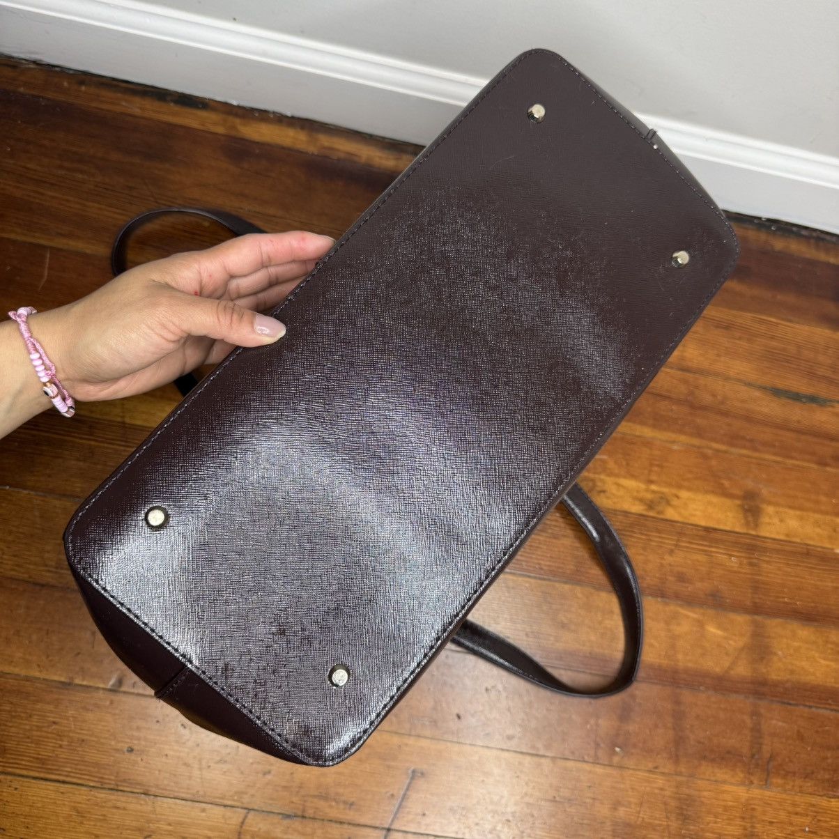 DKNY DKNY Dark Brown Leather Tote with Gold Plate Size ONE SIZE - 5 Thumbnail