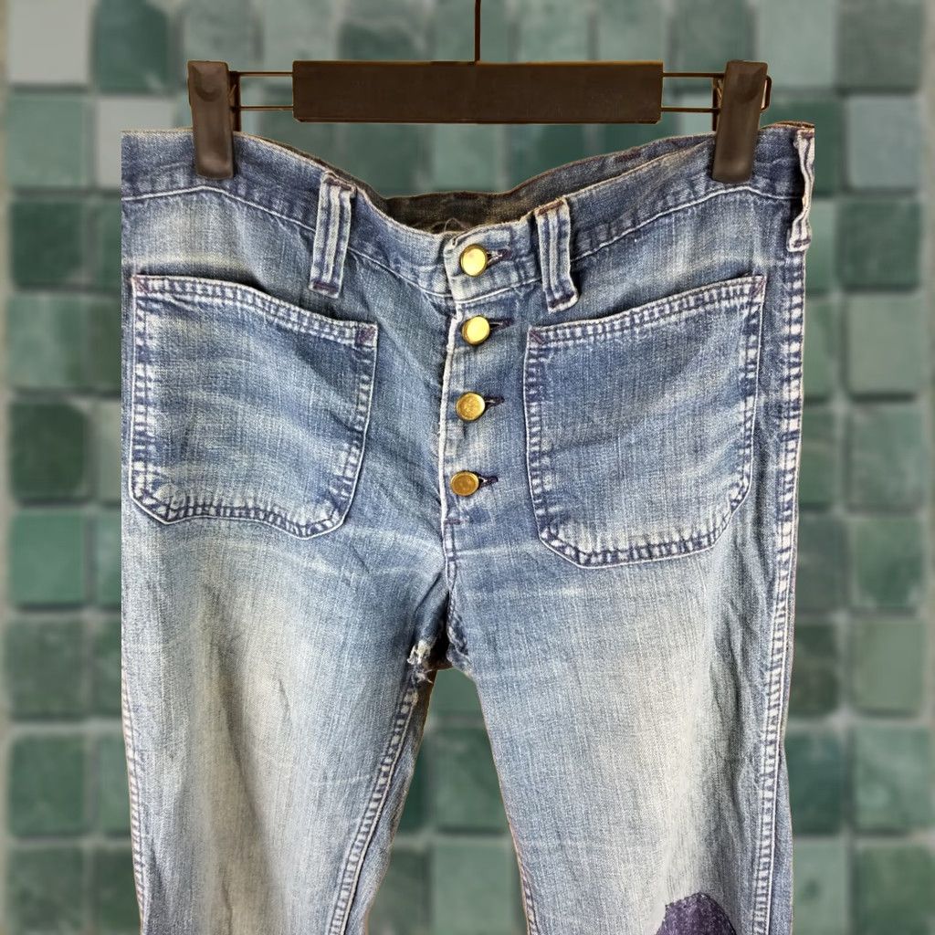 Lee VINTAGE Lee Bellbottom Distressed Hippie Trashed Jeans SZ 30 Jeans Women Blue 70's 30 32 40 33 Cotton Denim Bootcut Mens Womens Boys Girls Size 30" / US 8 / IT 44 - 1 Thumbnail