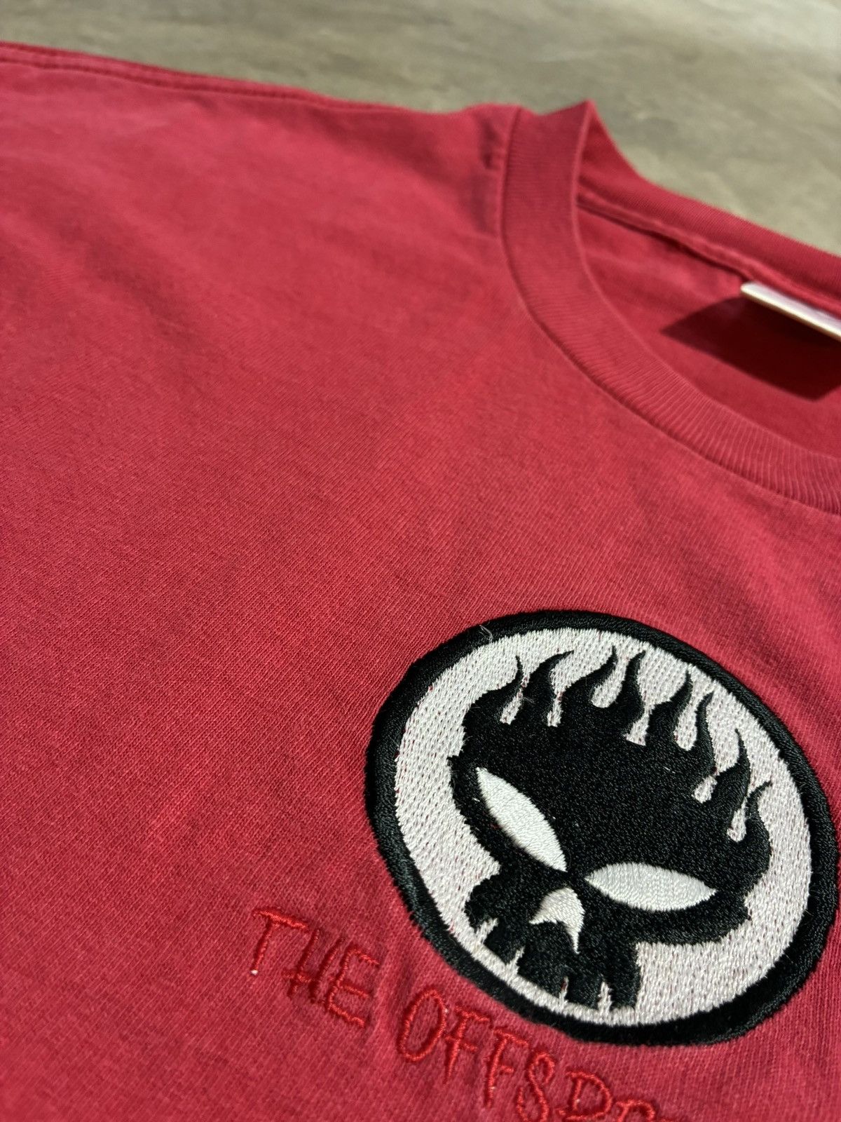 Alstyle The Offspring Flaming Skull Embroidered T Shirt Red XL Size US XL / EU 56 / 4 - 8 Thumbnail