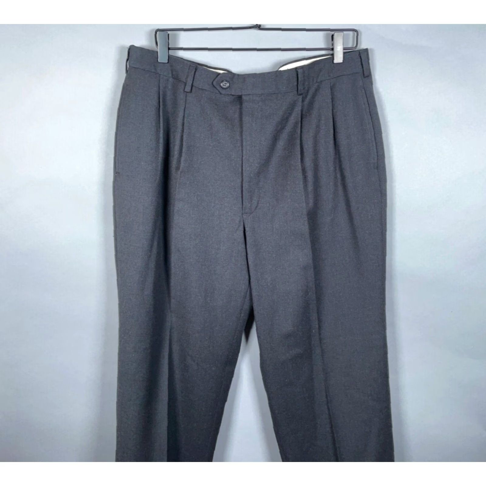 Maje VINTAGE Majer Slacks Wool Pleated Trousers Men's 35 x 27.5" Dark Gray Talon Cuffed Dress Pants Straight Leg Capse?? Size US 35 - 4 Thumbnail