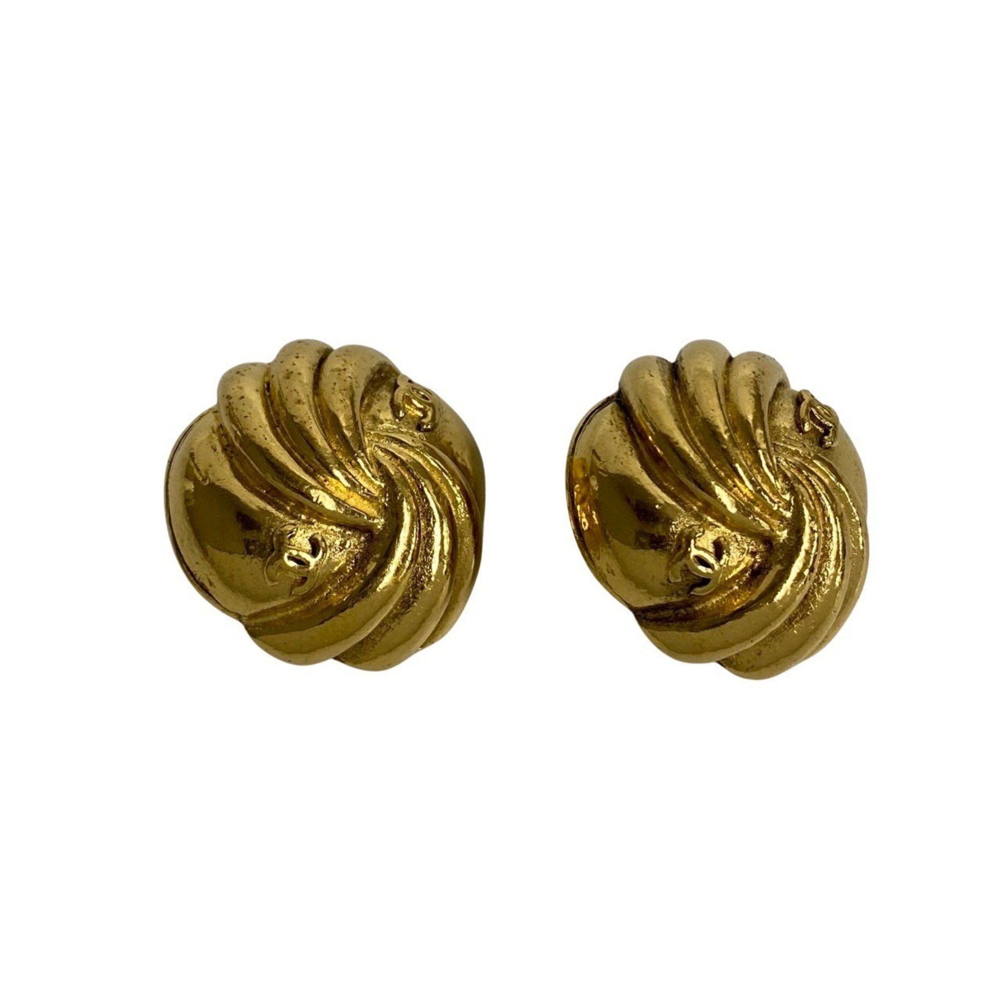CHANEL Coco Mark Motif Earrings and Ear Cuffs for Women, Gold, 23588