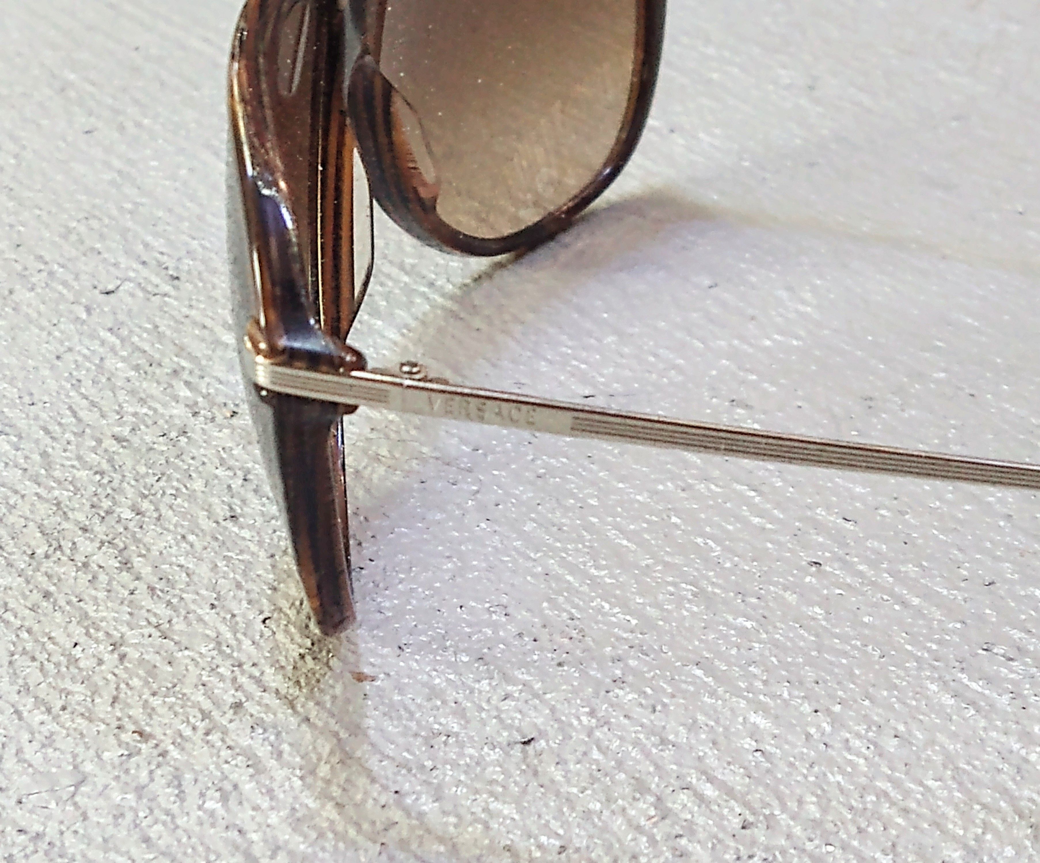 Versace Versace Aviator Sunglasses Brown Tortoise Havana Italy Size ONE SIZE - 6 Thumbnail