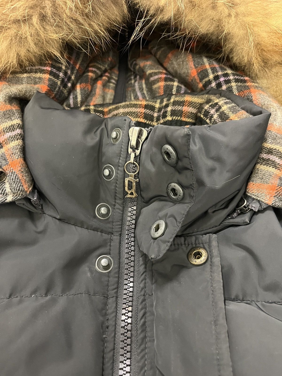 John Galliano John Galliano Tartan Panel Fur Hood Down Jacket Size US XL / EU 56 / 4 - 7 Thumbnail