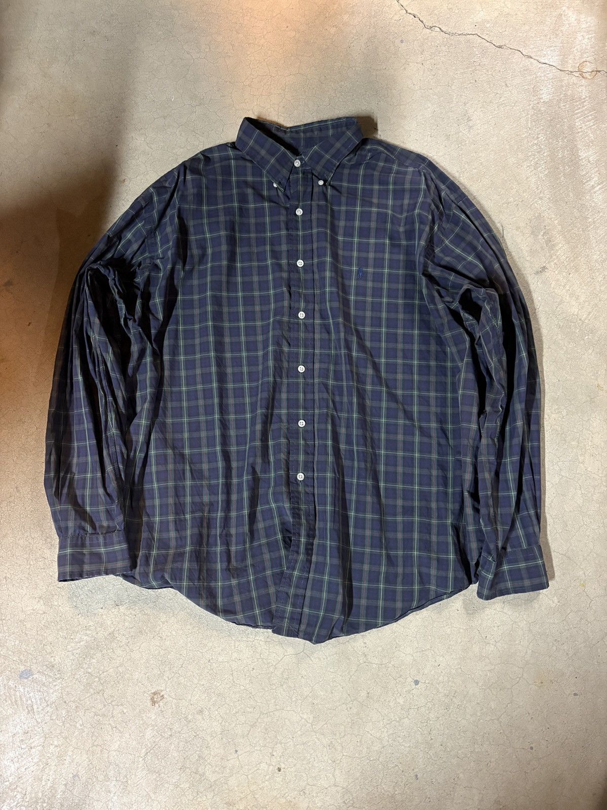 Polo Ralph Lauren VTG 90s Polo Ralph Lauren Blake Plaid Long Sleeve Shirt Navy Size US XXL / EU 58 / 5 - 1 Thumbnail