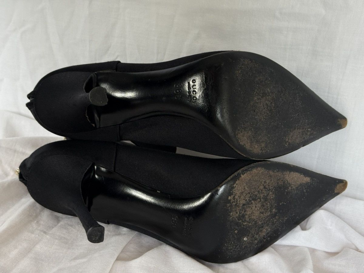 Gucci Gucci Black Satin Crystal Bamboo Heels Pumps Spike Toe Size US 7 / IT 37 - 10 Thumbnail