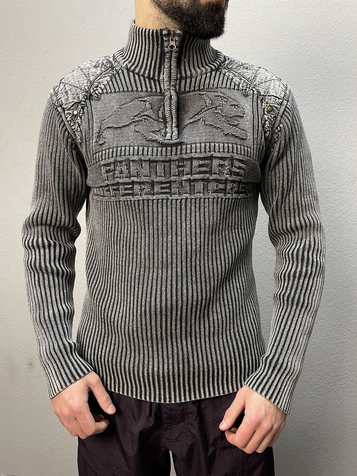VINTAGE DIESEL STYLE TYPE RIBBED STRIPED KNIT SWEATER Y2K