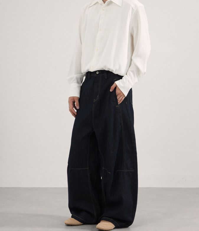 Japanese Brand American high-street patchwork baggy wide-leg curved jeans Size US 32 / EU 48 - 1 Thumbnail