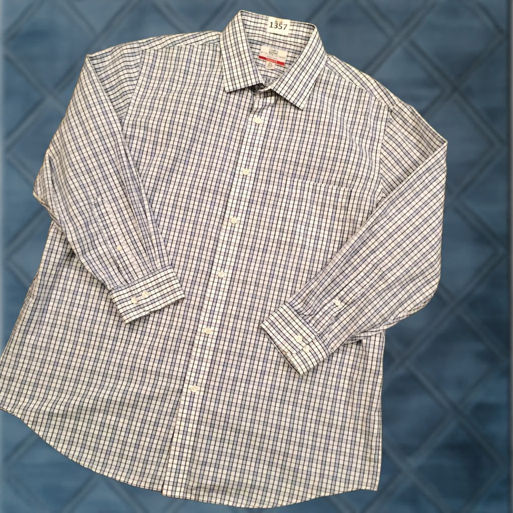 Croft & Barrow Croft & Barrow Shirt Mens 17.5 Classic Fit Blue Plaid Long Sleeve Button Up Size US XXL / EU 58 / 5 - 1 Thumbnail