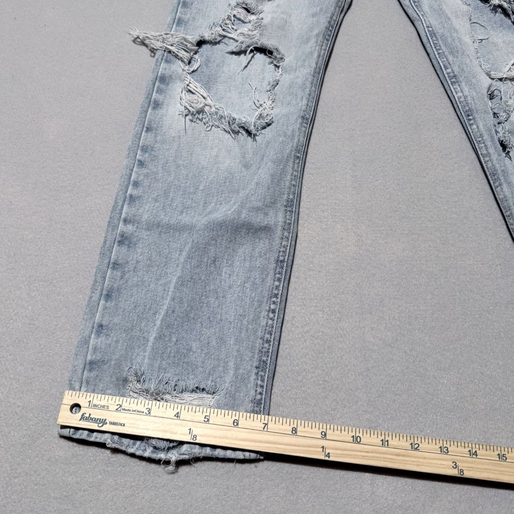Vintage Refuge Jeans Women's Ligh Wash Distressed High Rise Straight Denim 0 Blue 5-Pocket Regular Jeans Menstrual none Size 25" / US 0 / IT 36 - 5 Thumbnail