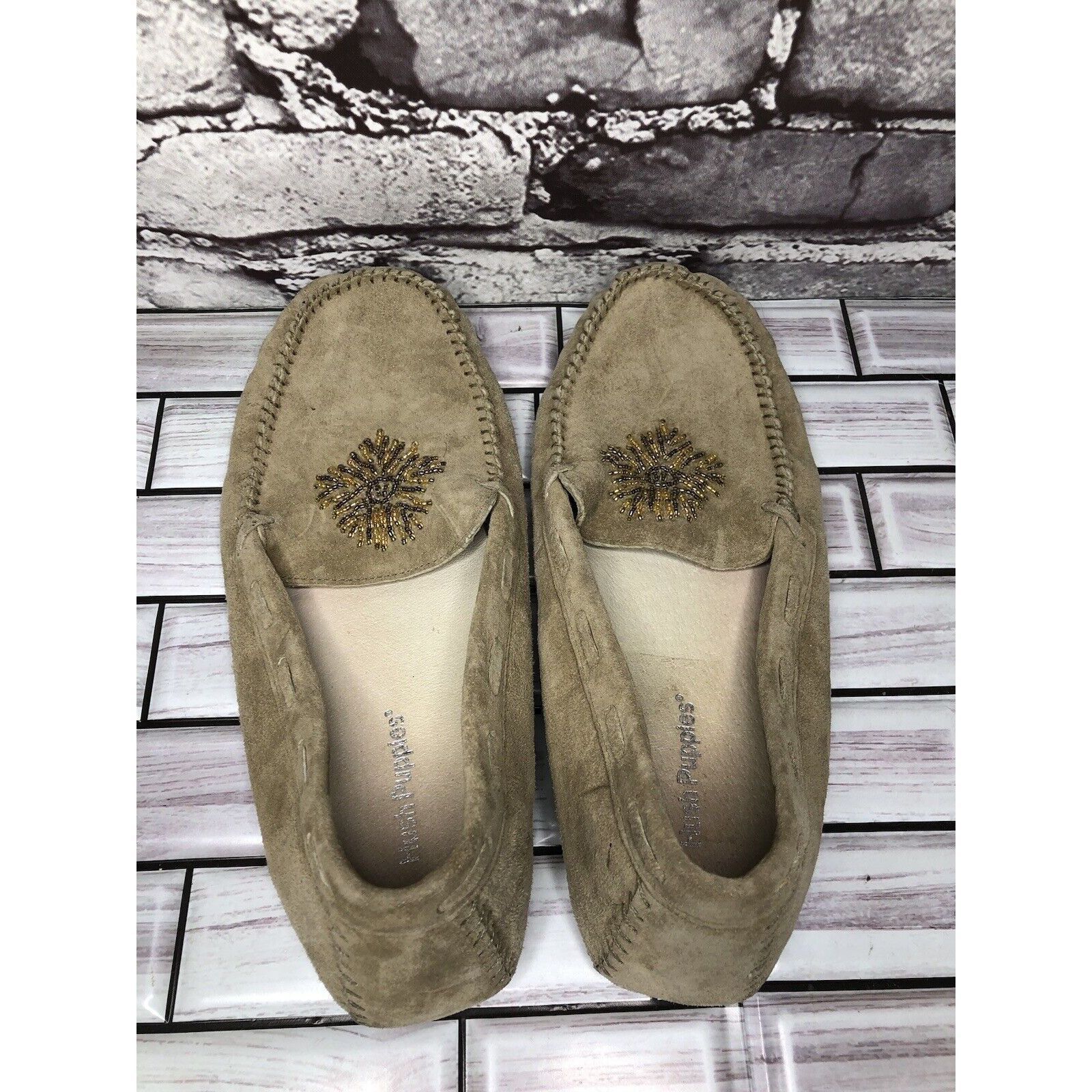 Hush Puppies Hush Puppies Beige Leather Gem Handsewn Loafers Driving Shoe Size US 7.5 / IT 37.5 - 5 Thumbnail