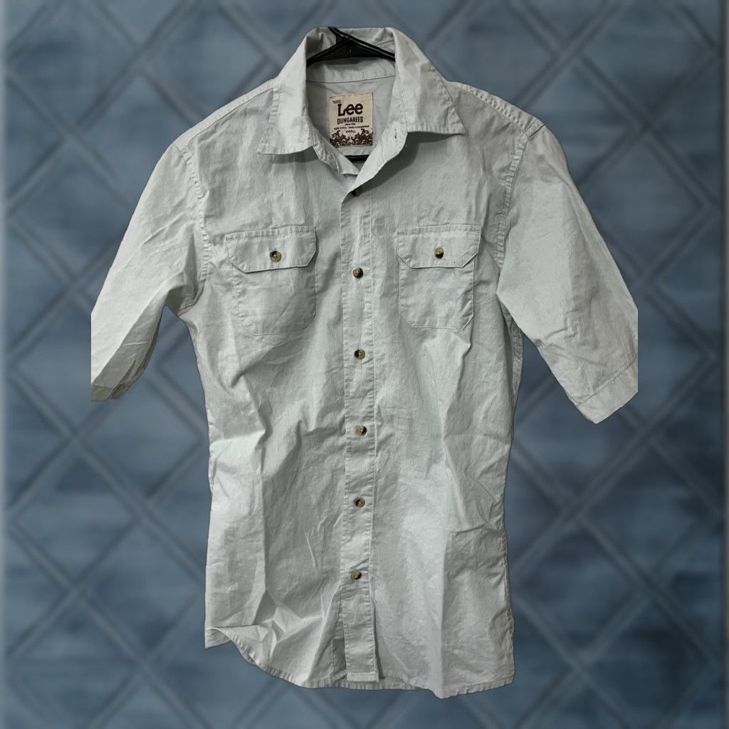 Lee Lee Dungarees Men's Small Solid Button Front Short Sleeve Shirt Blue Size US S / EU 44-46 / 1 - 1 Thumbnail