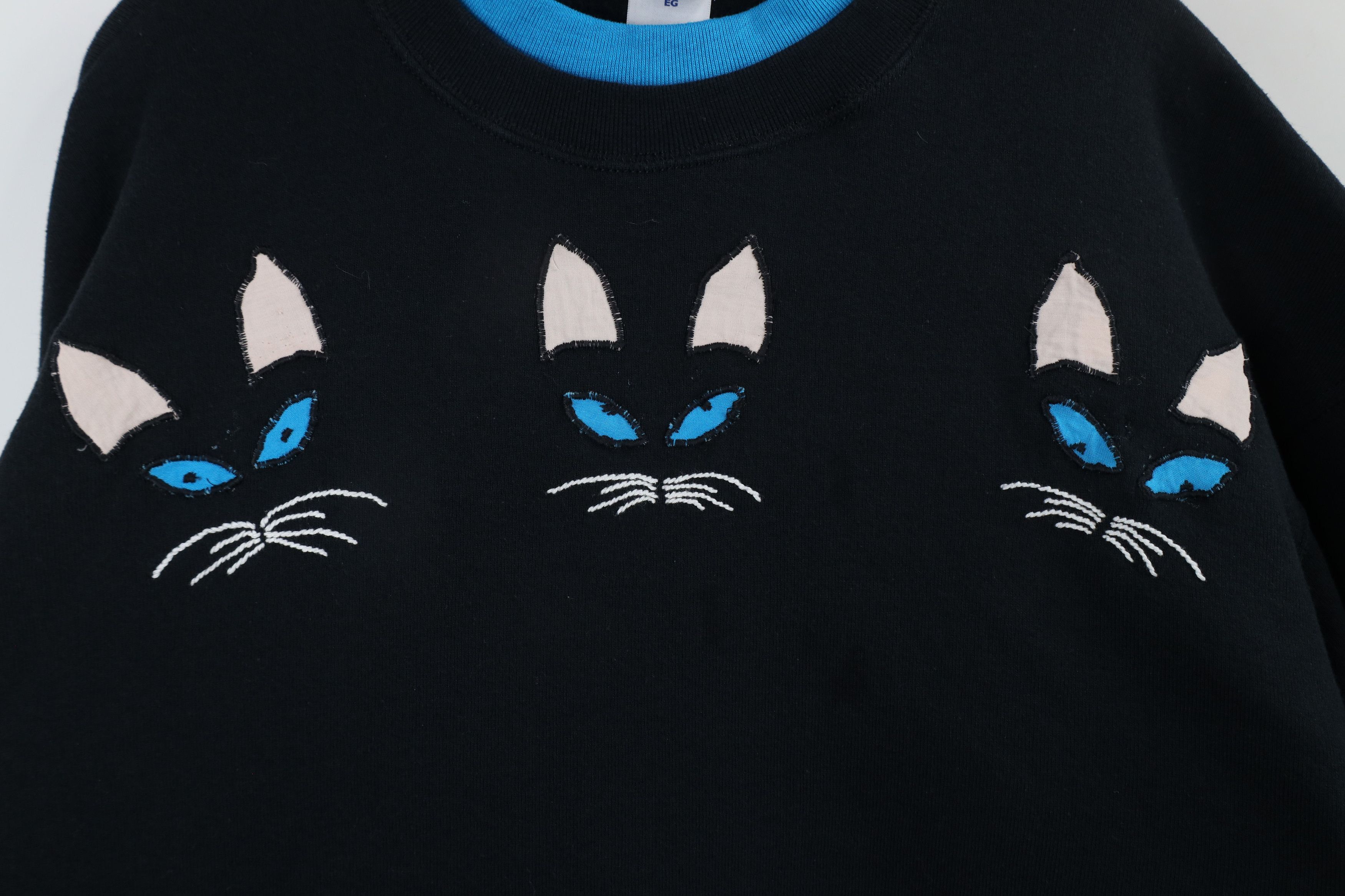 Vintage Vintage 90s Streetwear Cat Kitten Layered Sweatshirt Black Size XL / US 12-14 / IT 48-50 - 4 Thumbnail