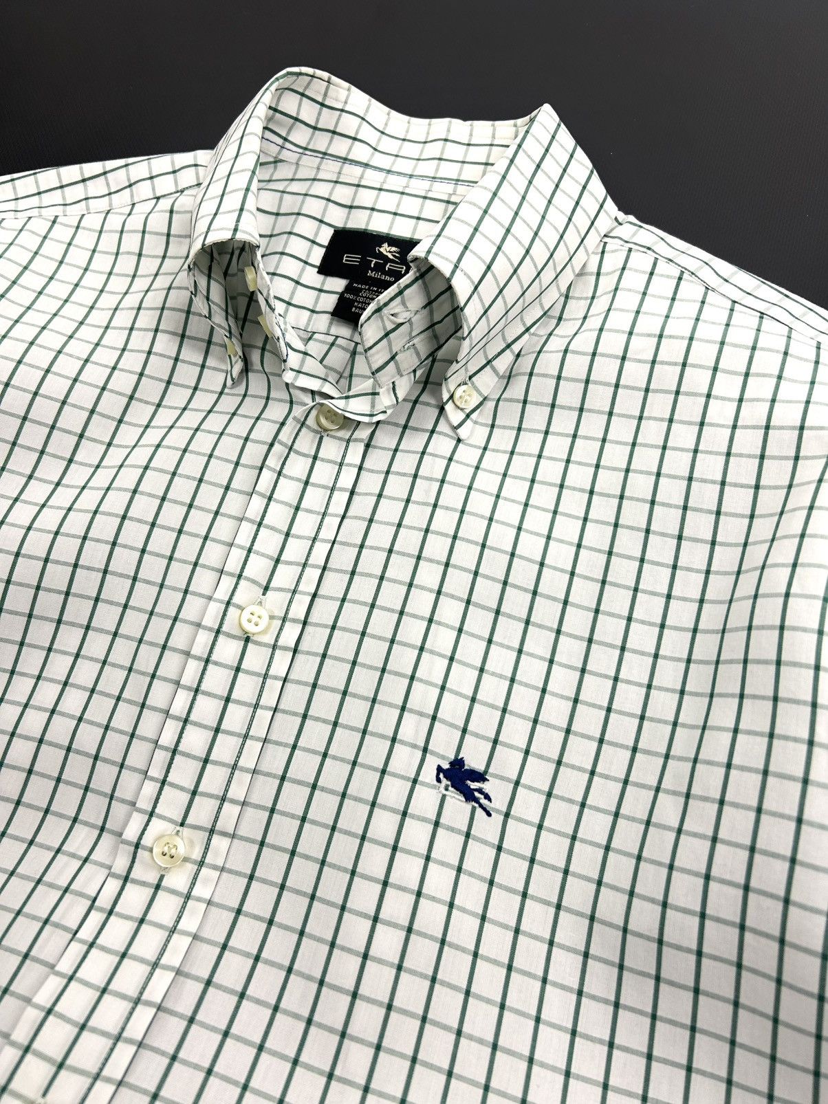 Etro Etro Milano Green Plaid Button-Up Cotton Shirt L Luxury Size US L / EU 52-54 / 3 - 7 Thumbnail